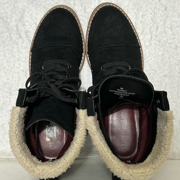 Tommy Hilfiger Womens Black Faux Sherpa Top Lace Combat Winter Boots SZ US 8 M - Picture 5 of 11